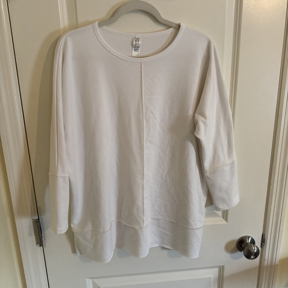 SPANX Perfect Length Dolman Sleeve Sweatshirt Top Soft White Heather Size M/M